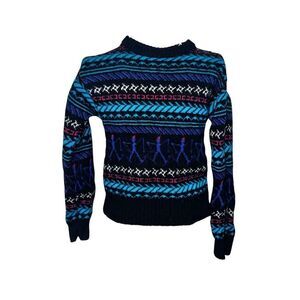 Nice Vintage Columbia Sweater women size small pure  Wool Crew Pullover Multicol